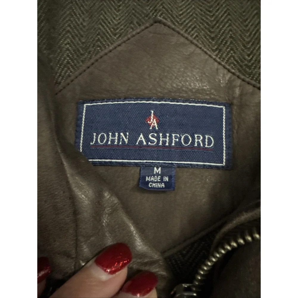 Vintage John Ashford Leather Brown Bomber Jacket Men's Medium